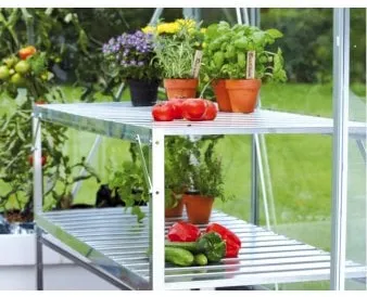 Aluminiumsbord medÂ ekstra hylde 52 x 120 cm.